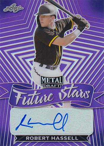 2021 Leaf Metal Draft Baseball Future Stars Purple Robert Hassell Autograph