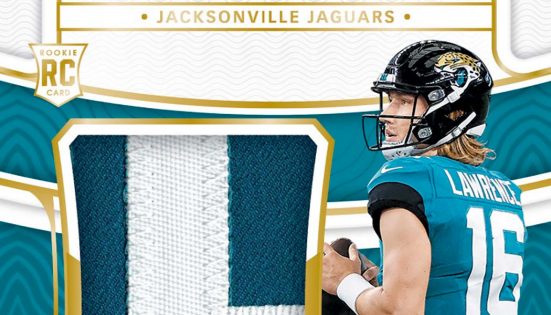 Joe Burrow, Clyde Edwards-Helaire, Ja'Marr Chase & Justin Jefferson 2021  Panini National Treasures Collegiate Jersey Card