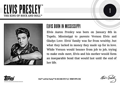 2022 Topps Elvis Presley: The King of Rock and Roll 1 Reverse