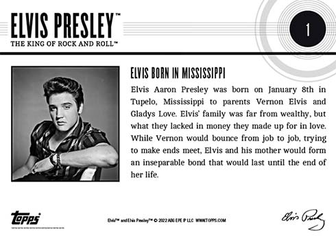 2022 Topps Elvis Presley: The King of Rock and Roll 1 Reverse