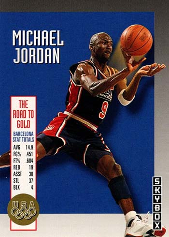 1992 SKYBOX USA BASKETBALL CARD: MICHAEL JORDAN #42 NBA PLAYOFFS DREAM  TEAM
