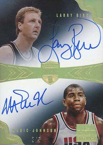 Lot - 1994 Skybox Larry Bird/Magic Johnson Dual Autograph Redemption