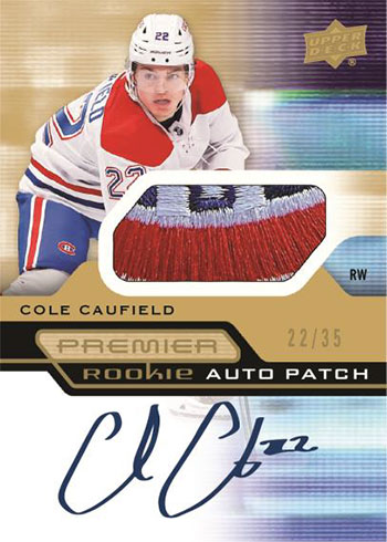 2021-22 Upper Deck Premier Hockey Acetate Rookie Patch Autographs Cole Caufield
