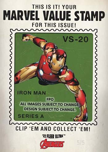 2022 Fleer Ultra Avengers Marvel Value Stamps Iron Man