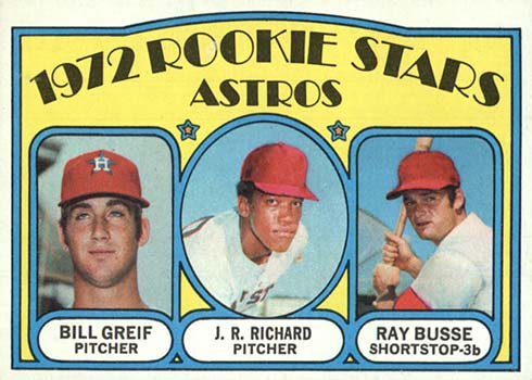 1972 Topps Baseball Card Houston Astros Rookie Stars J.R. Richard #101