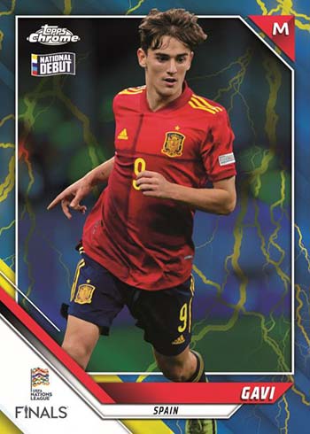 2022 Topps Chrome Road to UEFA Nations League Finals Blue/Aqua Electric Shock Refractors Gavi