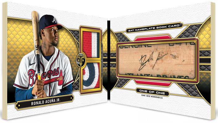 2022 Topps Triple Threads Baseball Bat Nameplate Book Ronald Acuna Jr.