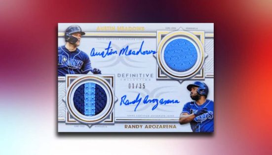 Randy Arozarena 2022 Topps Definitive Collection Purple Relic Auto 09/10  #ARC-RAR Tampa Bay Rays