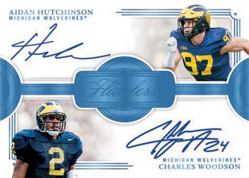 2022 Panini Flawless Collegiate Football Dual Autographs Aidan Hutchinson Charles Woodson