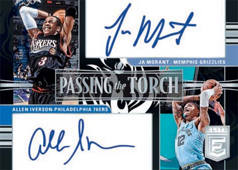 2022-23 Donruss Elite Basketball Passing the Torch Signatures Allen Iverson Ja Morant