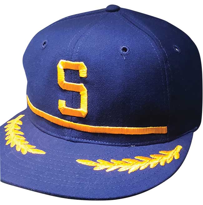 Boston Braves Hat Baseball Cap Fitted 7 1/2 Roman Vintage 80s Leather Blue  MLB