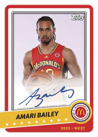 2022 Topps Chrome McDonald's All American Basketball Gameday Autographs Amari Bailey