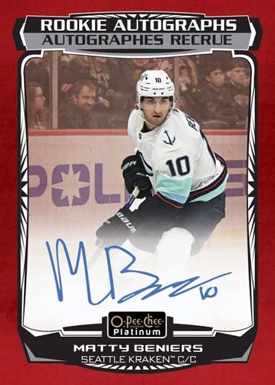 2022-23 O-Pee-Chee Platinum Hockey Rookie Autographs Red Matty Beniers
