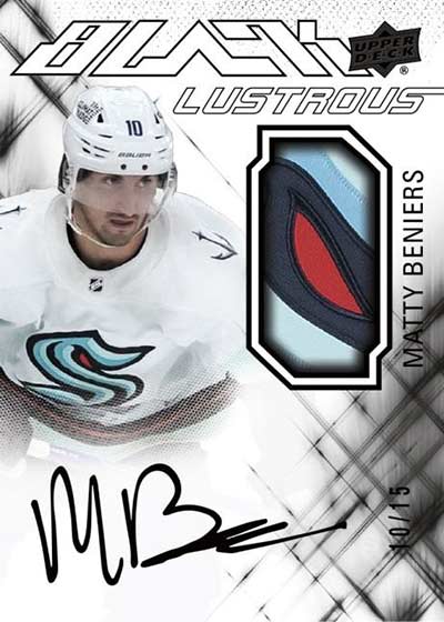 2022-23 SPx Hockey UD Black Lustrous Auto Patch Clarity Matty Beniers