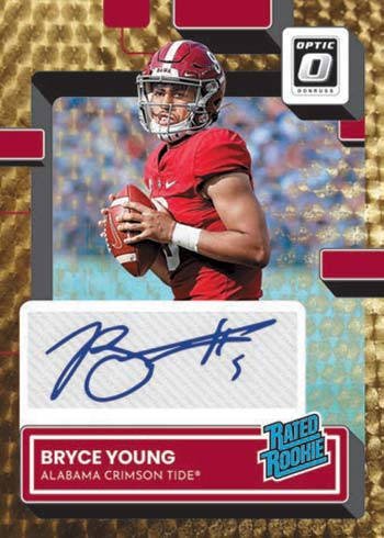 2023 Panini Chronicles Draft Picks Football Donruss Optic Rated Rookie Signatures Gold Vinyl Bryce Young