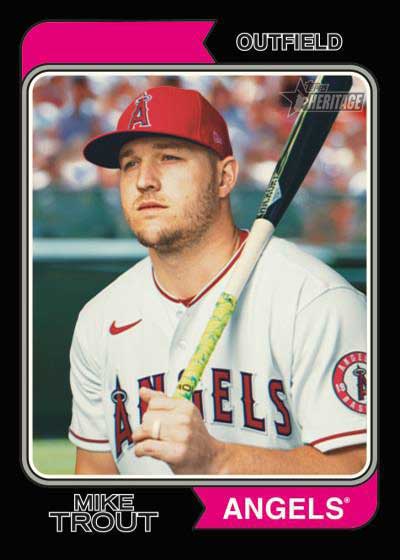 2023 Mike Trout Topps Series 1 BLACK 1988 DESIGN JERSEY 197/199 RELIC