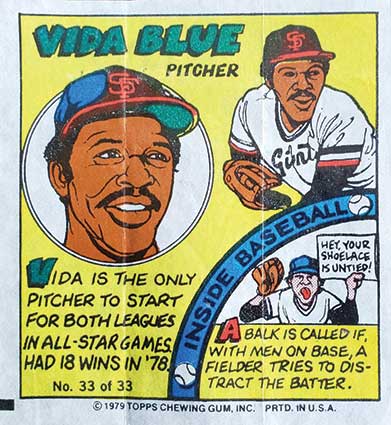 San Francisco Giants Vida Blue 1980 Topps Vintage Baseball 