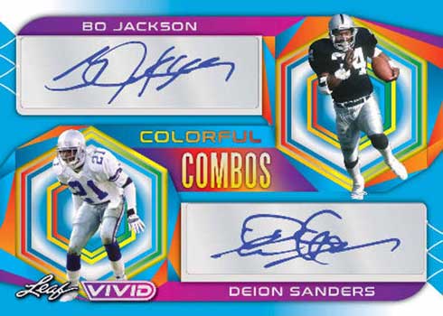 2023 Leaf Vivid Football Colorful Combos Bo Jackson Deion Sanders