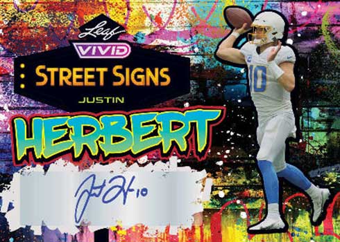 2023 Leaf Vivid Football Street Signs Justin Herbert