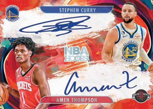 2023-24 Panini NBA Hoops Hoops Art Signatures Stephen Curry Amen Thompson