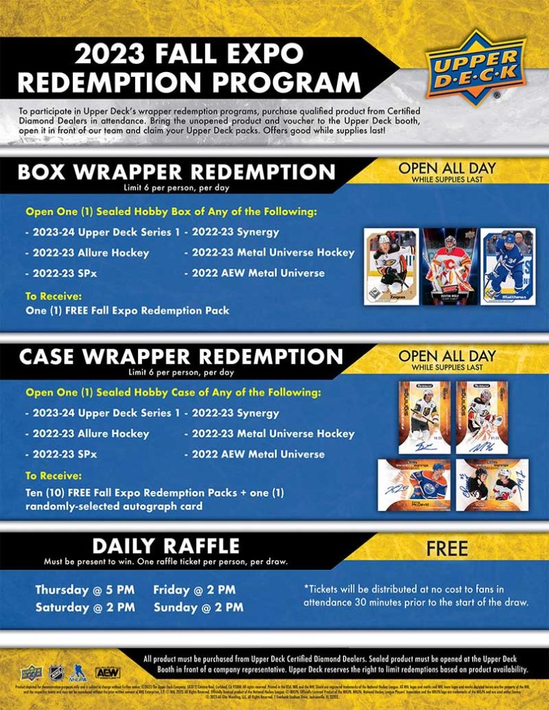 2023 Upper Deck Fall Expo Checklist, Wrapper Redemption Info