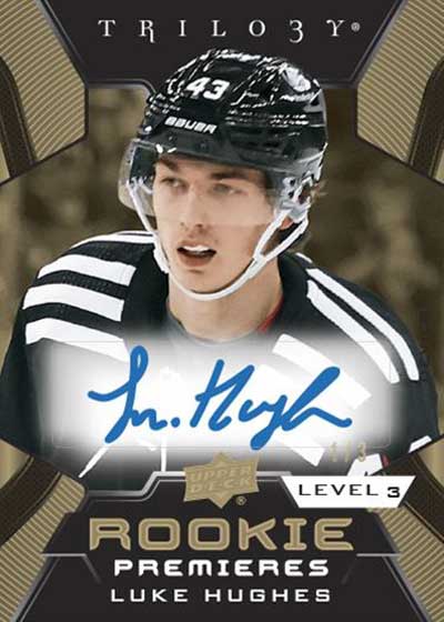2023-24 Upper Deck Trilogy Hockey Rare Rookies Gold Autographs Luke Hughes