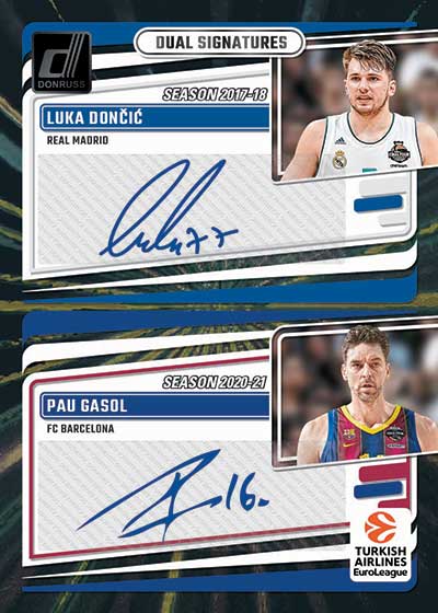 2023-24 Donruss Turkish Airlines EuroLeague Basketball Dual Signatures Luka Doncic Pau Gasol