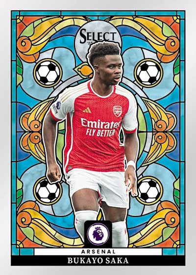 2023-24 Panini Select Premier League Soccer Stained Glass Bukayo Saka