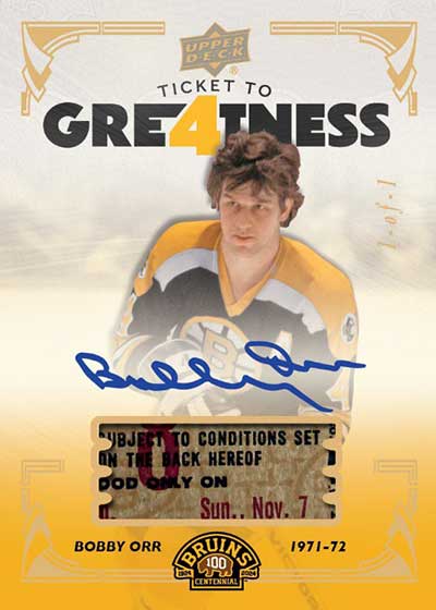 2023-24 Upper Deck Boston Bruins Centennial Hockey Tickets to Greatness Bobby Orr