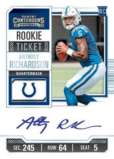 2023 Panini Contenders Football Rookie Ticket Autographs Anthony Richardson