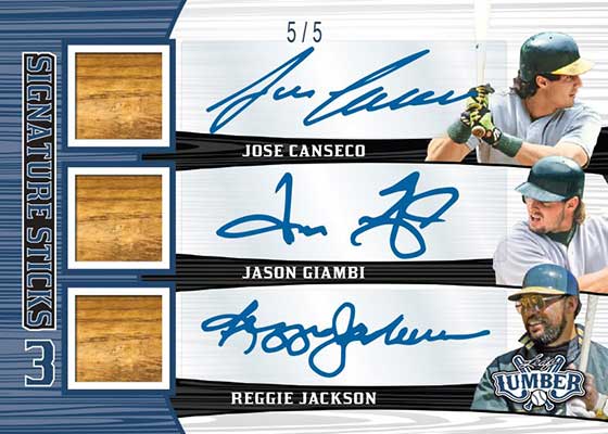 2024 Leaf Lumber Baseball Signature Sticks 3 Jose Canseco Jason Giambi Reggie Jackson