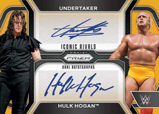 2024 Panini Prizm WWE Iconic Rivals Dual Autographs Gold Undertaker Hulk Hogan