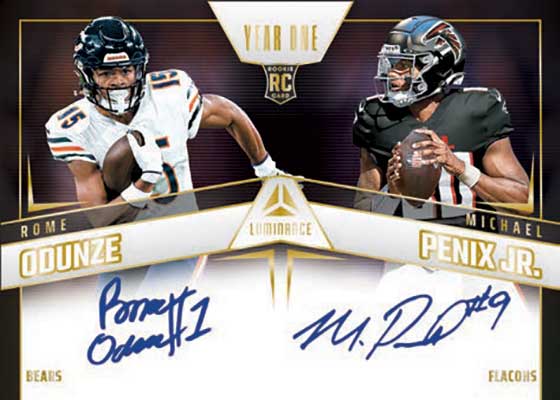2024 Panini Luminance Football Year One Dual Signatures Rome Odunze Michael Penix Jr