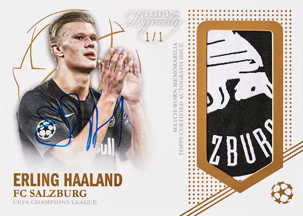 2022-23 Topps Dynasty UEFA Club Competitions Autograph Patch Gold Erling Haaland