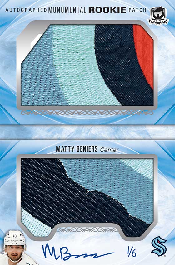 2022-23 Upper Deck The Cup Hockey Monumental Rookie Patch Autographs Matty Beniers