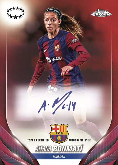 2023-24 Topps Chrome UEFA Women's Champions League Autographs Red Refractors Aitana Bonmatí