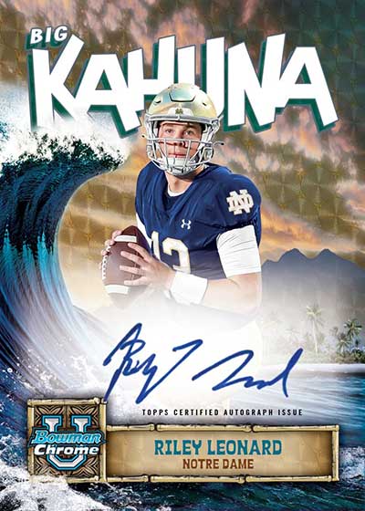 2024 Bowman Chrome University Football Big Kahuna Autographs Superfractors Riley Leonard