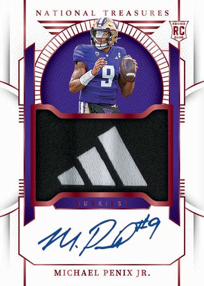 2024 Panini National Treasures Collegiate Football Rookie Material Signatures Brand Logo Michael Penix Jr.