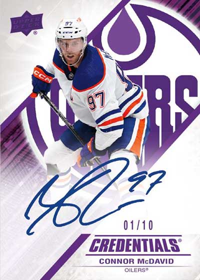 2024-25 Upper Deck Credentials Hockey Base Autographs Purple Connor McDavid