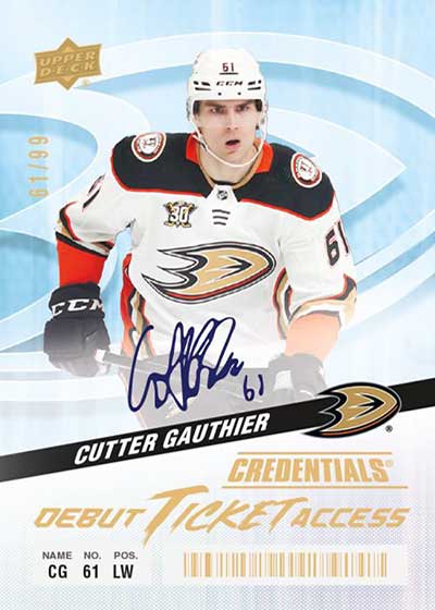 2024-25 Upper Deck Credentials Hockey Debut Ticket Access Acetate Autograph Cuttere Gauthier