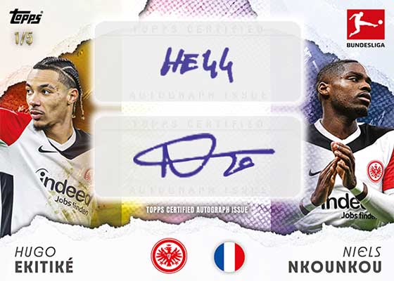 2024-25 Topps Bundesliga International Stars Dual Autograph Hugo Ekitike Niels Nkounkou