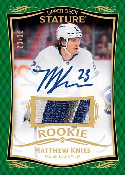 2024-25 Upper Deck Stature Hockey Auto Patch Green 2023-24 Matthew Knies