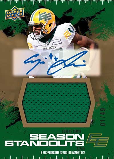 2025 Upper Deck CFL Seaspn Standouts Jumbo Jersey Autographs Eugene Lewis