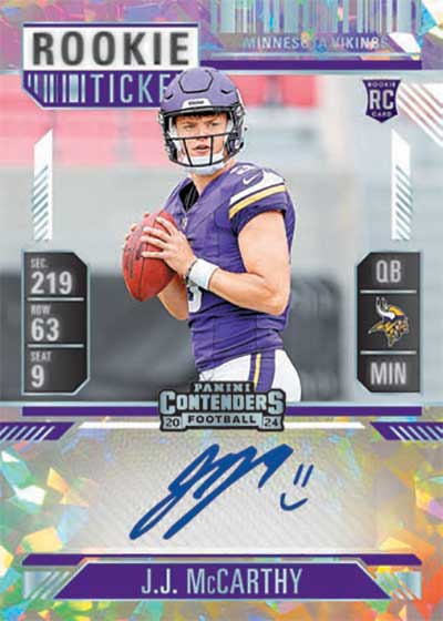 2024 Panini Contenders Football Rookie Ticket Autographs Cracked Ice JJ McCarthy