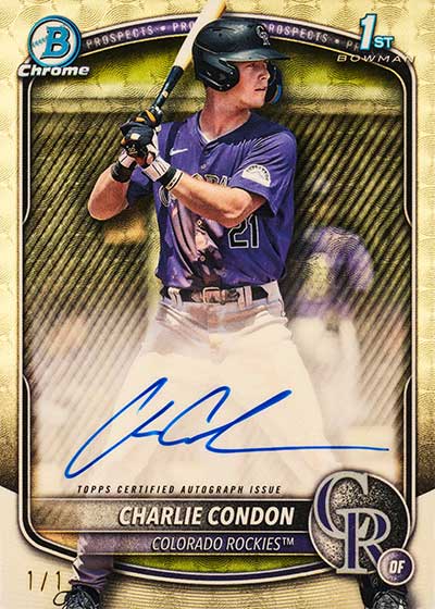 2025 Bowman Baseball Chrome Prospect Autographs Superfractors Charlie Condon