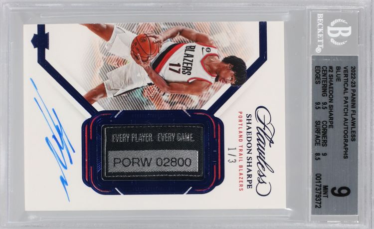 Graded: 2022-23 Panini Flawless Vertical Patch Autographs Graded: 2022-23 Panini Flawless Vertical Patch Autographs