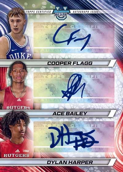 2024-25 Bowman Best University Basketball Triple Autographs Cooper Flagg Ace Bailey Dylan Harper