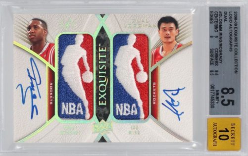 Rare 2008 Exquisite Dual Logo Auto Yao Ming and Tracy McGrady card